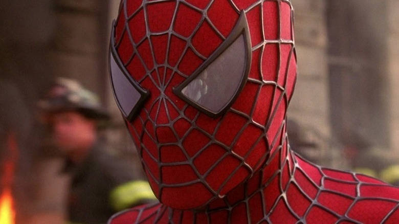 Tobey Maguire dons the Spider-Man suit