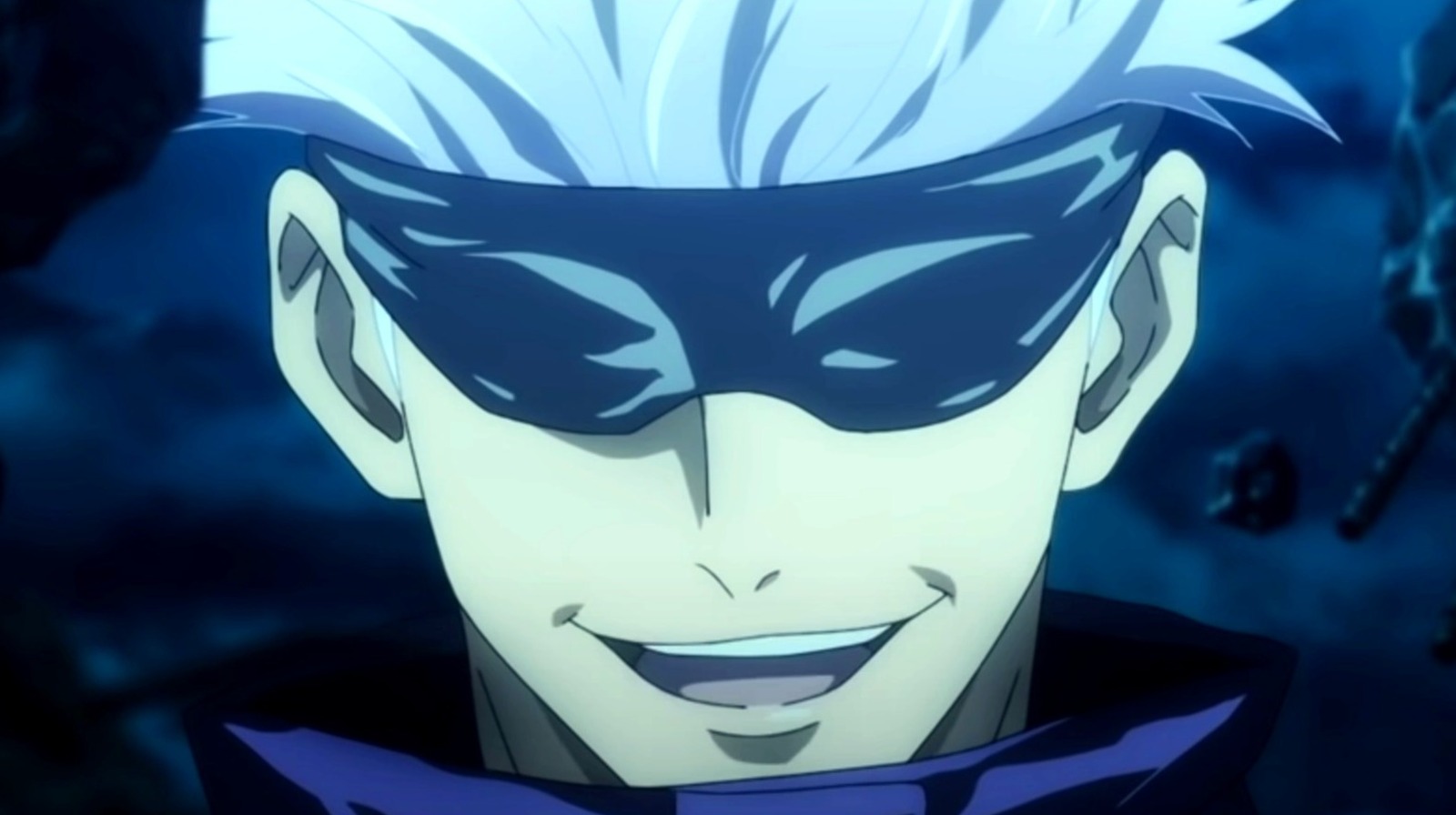 Anime guy with blindfold and white hair