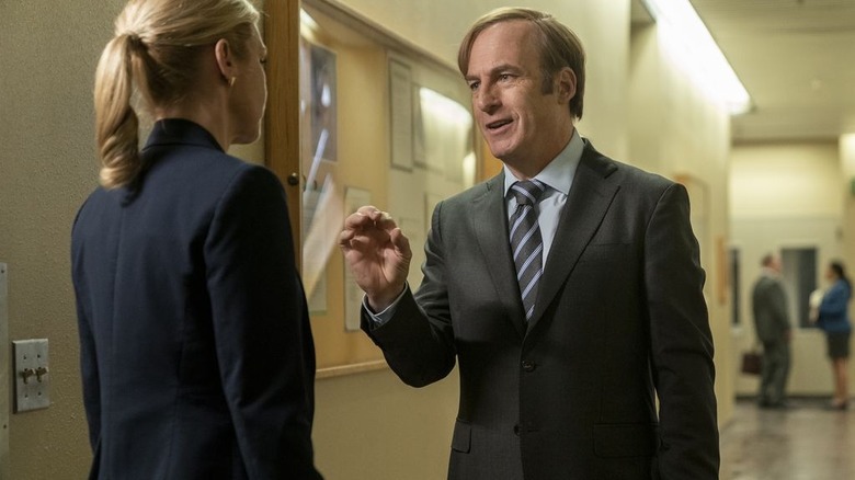 Saul Goodman talking in a corridor in Better Call Saul