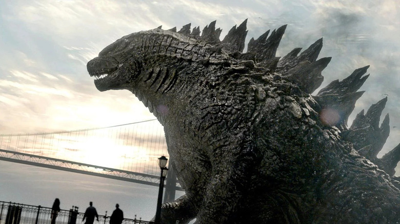 The 2014 version of Godzilla stomping around