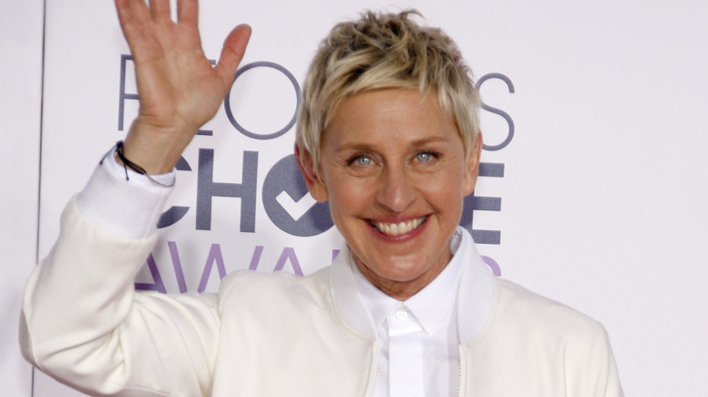 Ellen DeGeneres smiling and waving