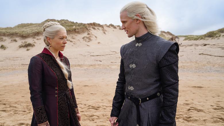 Rhaenyra and Daemon Targaryen on a beach