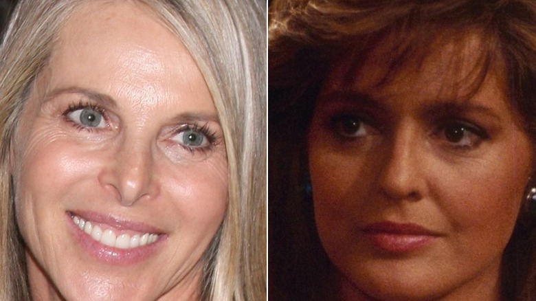 Catherine Oxenberg smiles and Karen Cellini listens