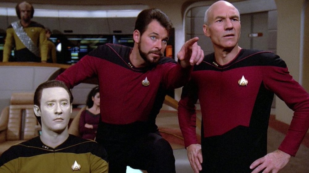 Brent Spiner, Patrick Stewart, and Jonathan Frakes in Star Trek: The Next Generation