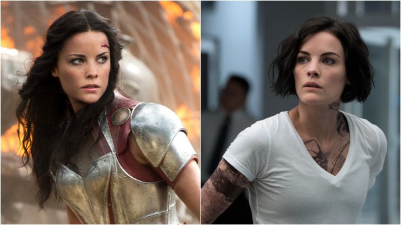 Split image of Jaimie Alexander as Sif in Thor: The Dark World and as Jane Doe in Blindspot