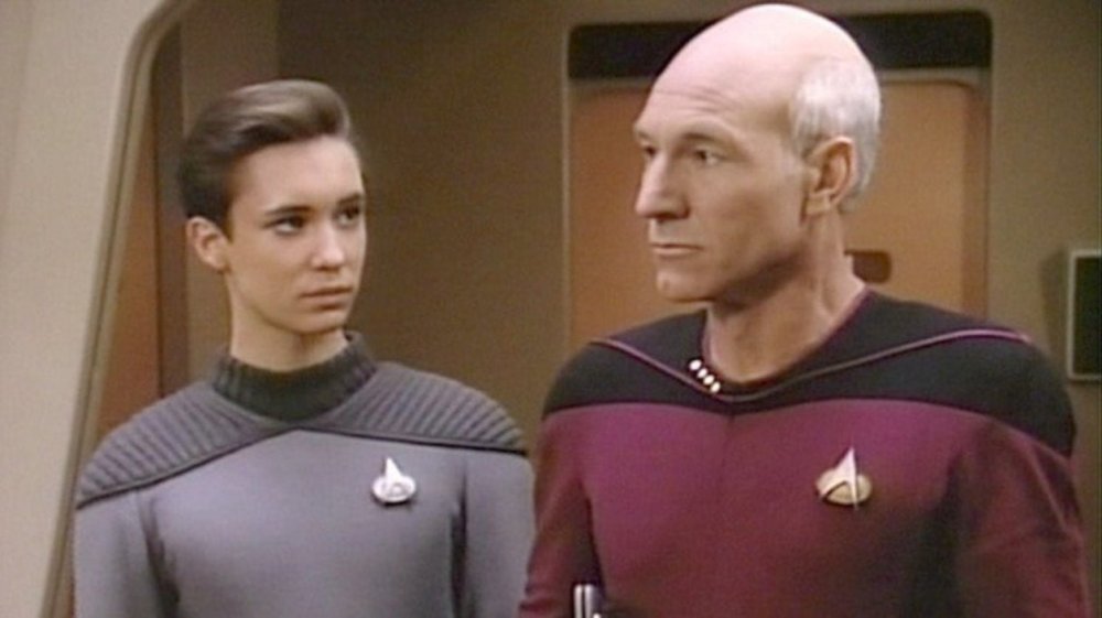 Wil Wheaton as Wesley Crusher and Patrick Stewart as Jean-Luc Picard on Star Trek: The Next Generation