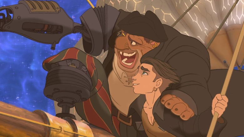 (from left to right) Long John Silver (Brian Murray) and Jim Hawkins (Joseph Gordon-Levitt) in Treasure Planet