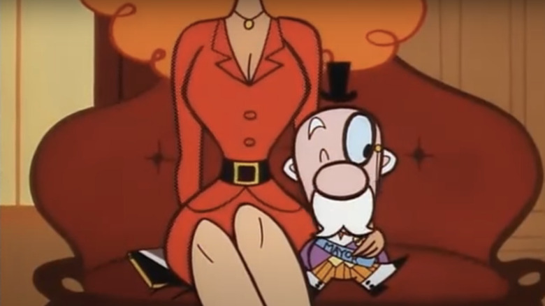 sara bellum with mayor on sofa