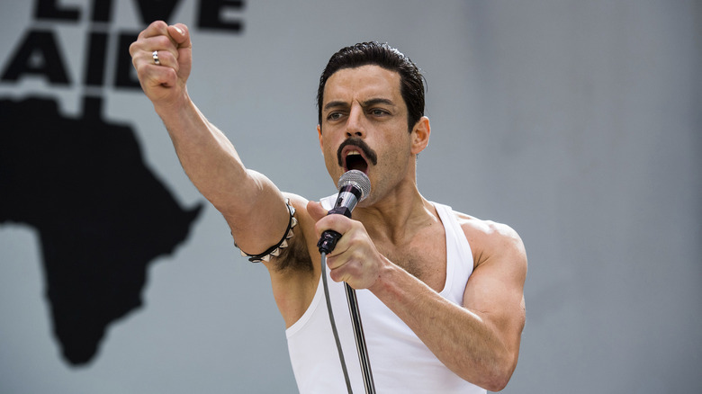 Freddie Mercury sings at Live Aid