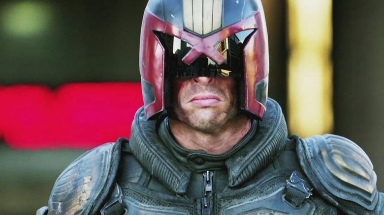 Dredd stares straight ahead