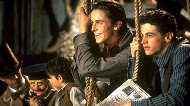 Christian Bale with his fellow newsies