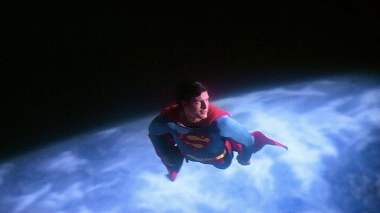 Christopher Reeve flying into space