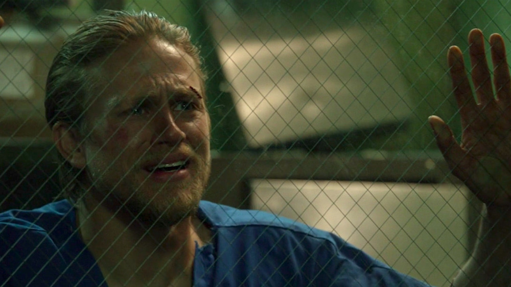 Charlie Hunnam looking upset in Sons of Anarchy