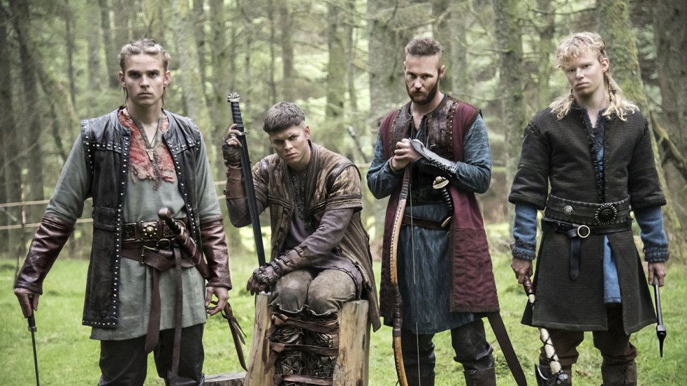 The sons of Ragnar by Aslaug: Ubbe (Jordan Patrick Smith), Sigurd Snake-in-the-Eye (David Lindstrom), Hvitserk (Marco Ilso), and the diabolical Ivar the Boneless (Alex Hogh Andersen) on Vikings