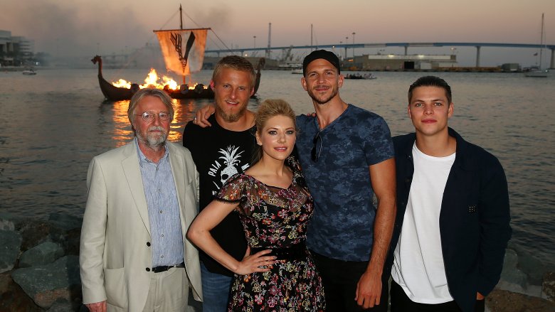 Michael Hirst with Vikings cast