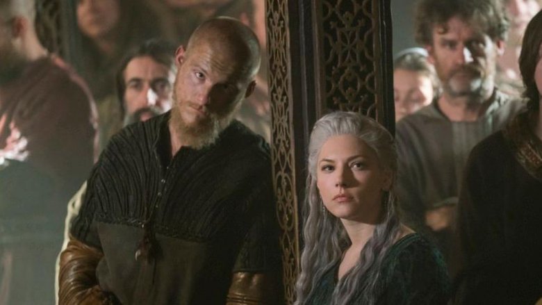 Alexander Ludwig and Katheryn Winnick in Vikings