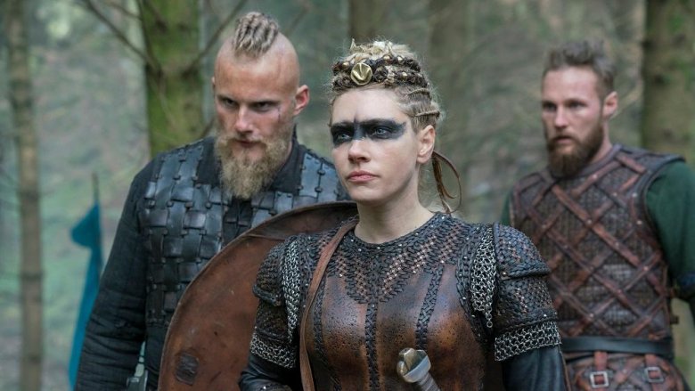 Alexander Ludwig, Katheryn Winnick and Jordan Smith in Vikings