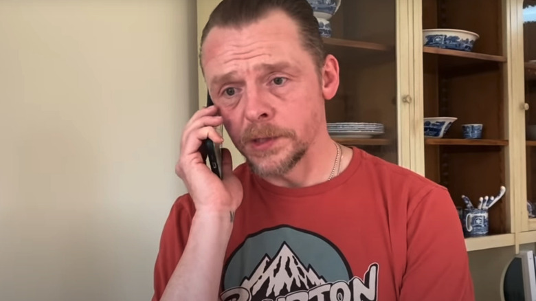 Simon Pegg on the phone