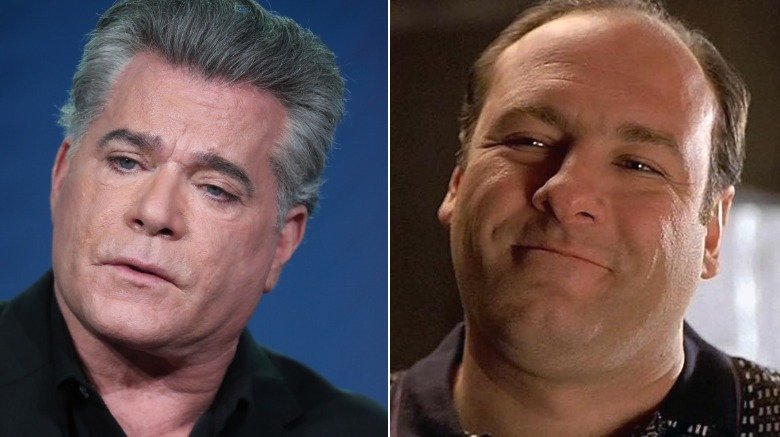 Split image of Ray Liotta and James Gandolfini as Tony Soprano