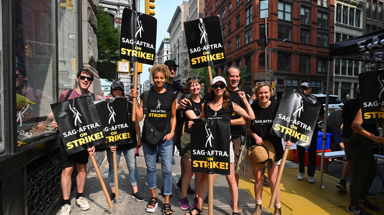 SAG-AFTRA members on strike