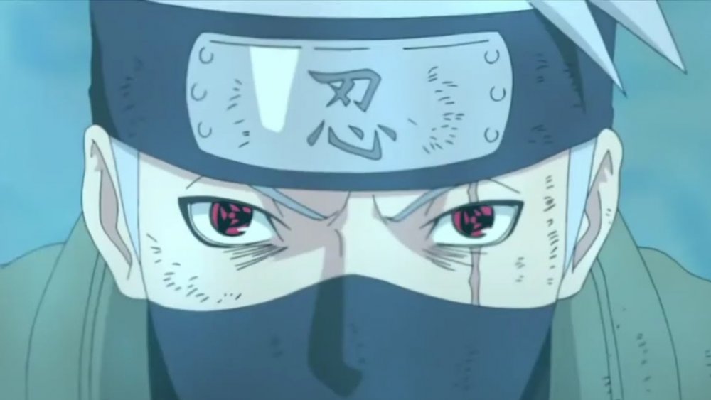 Kakashi showing off Mangekyo Sharingan