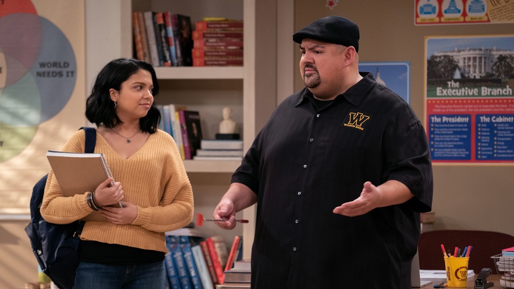 Gabe (Gabriel Iglesias) talks to Marisol (Cree Cicchino) in class on Mr. Iglesias