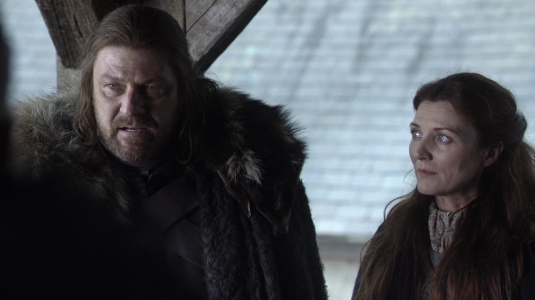 Catelyn Stark watches Ned speak