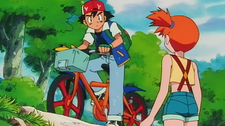 Ash on Misty's bike