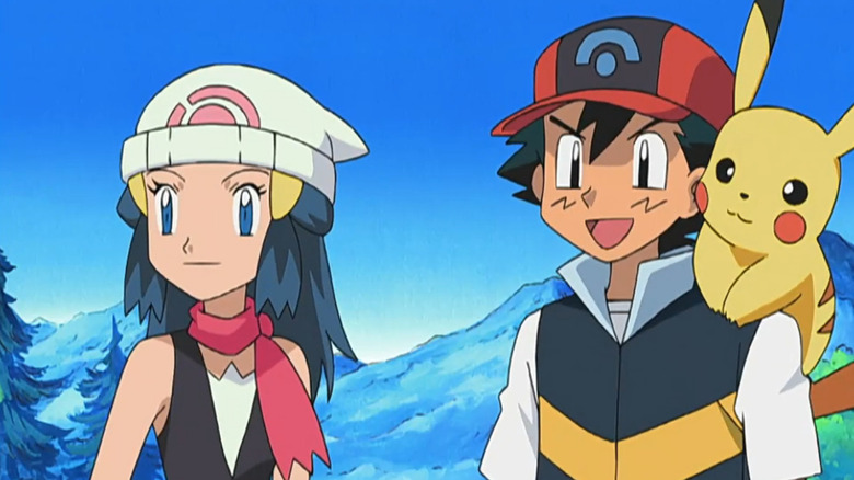 Dawn and Ash smiling