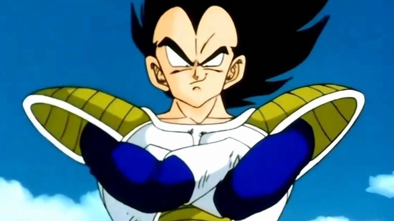 Vegeta smirking while crossing his arms