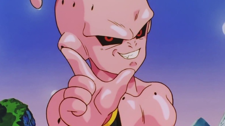 Kid Buu holding up two fingers