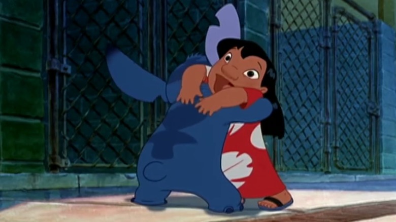 Lilo hugging Stitch