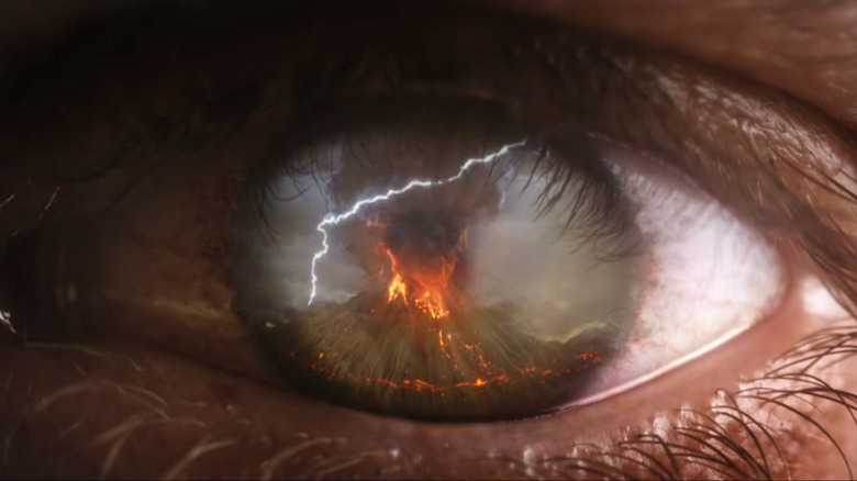 Halbrand's eye reflects Mount Doom