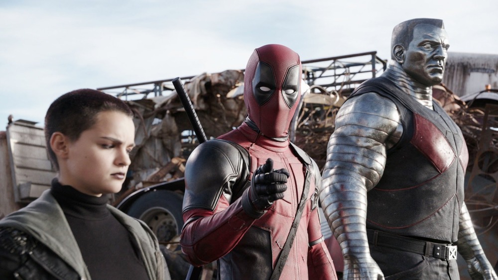 Ryan Reynolds as Wade Wilson/Deadpool, Brianna Hildebrand as Negasonic Teenage Warhead, and Stefan Kapičić as Colossus in Deadpool