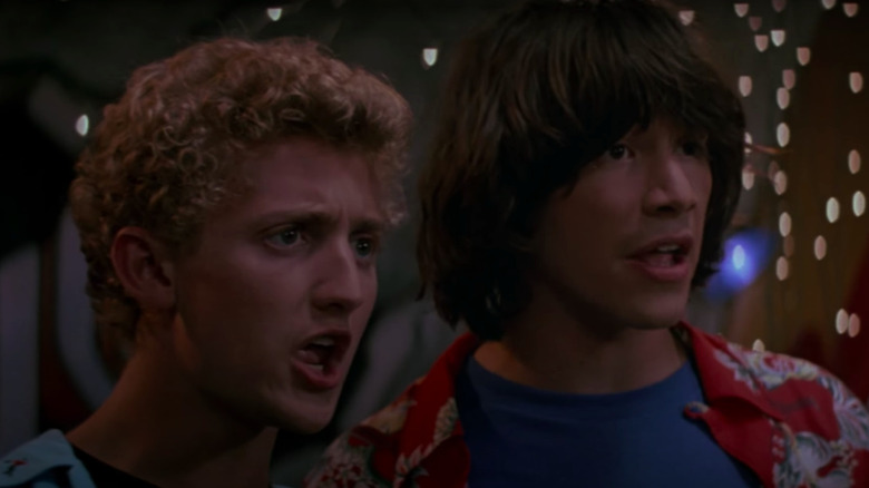 Alex Winter and Keanu Reeves looking shocked