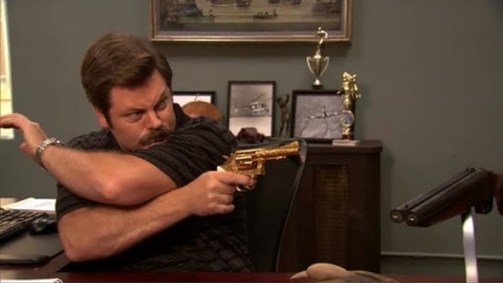 Ron Swanson aiming