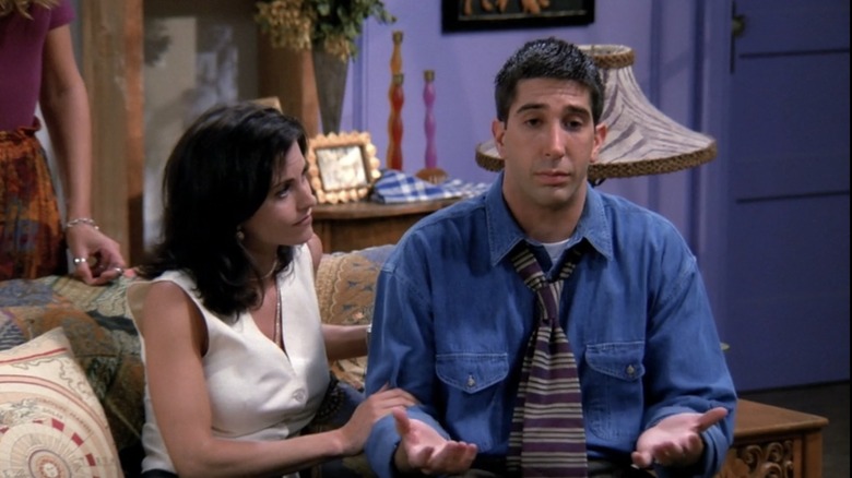 Monica and Ross sitting together