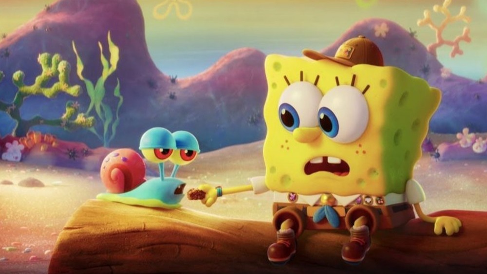 SpongeBob meeting Gary at Kamp Koral