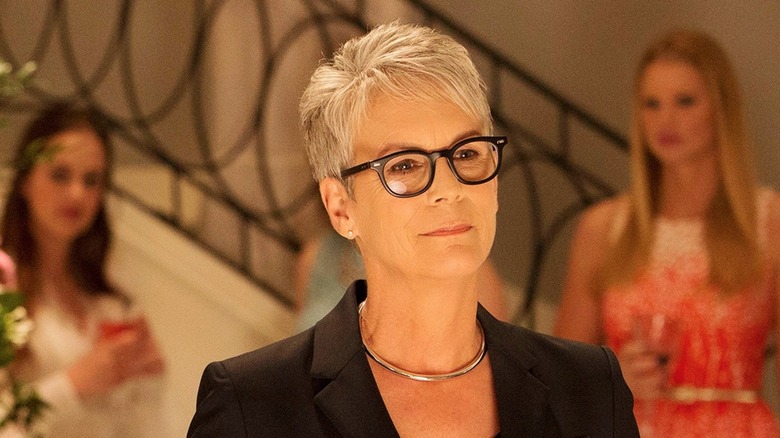 Jamie Lee Curtis smirking