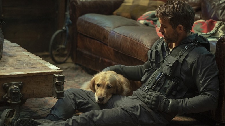 Ryan Reynolds and dog in The Adam Project