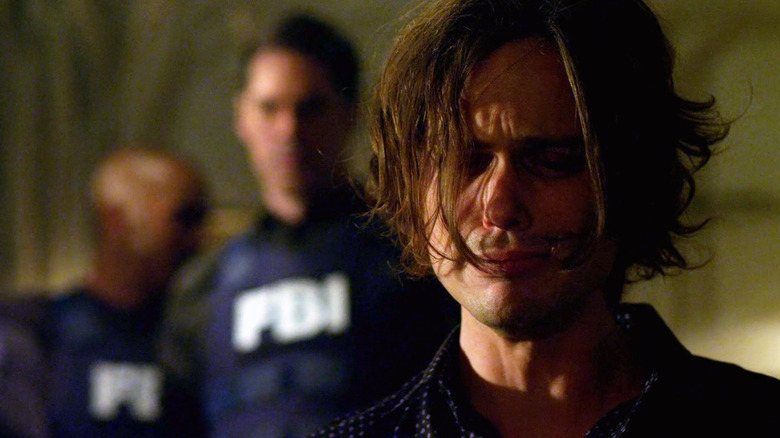 Spencer Reid looking distraught