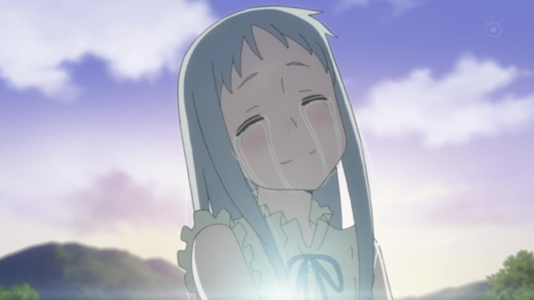 Menma cries in "Anohana: The Flower We Saw That Day"