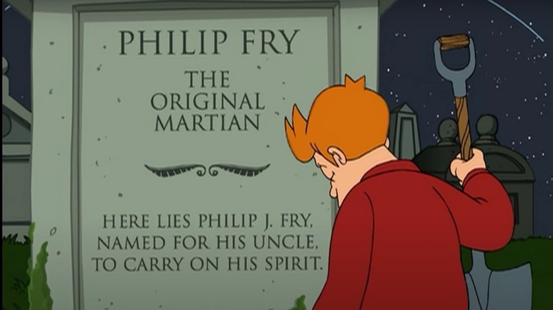 Fry looks at Philip Fry grave