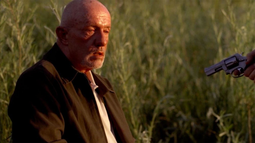 Jonathan Banks as Mike Ehrmantraut and Bryan Cranston as Walter White in Breaking Bad