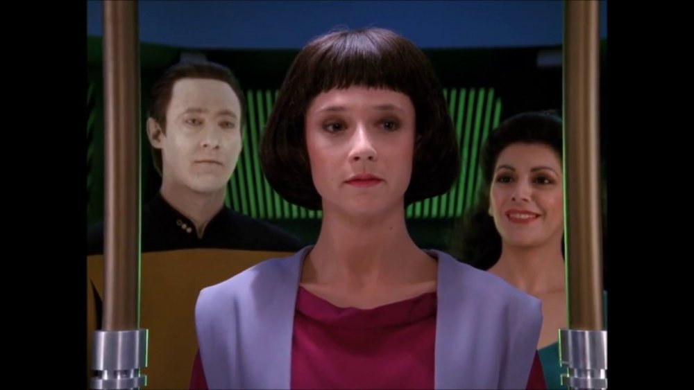 Data, Lal, and Troi in "The Offspring"