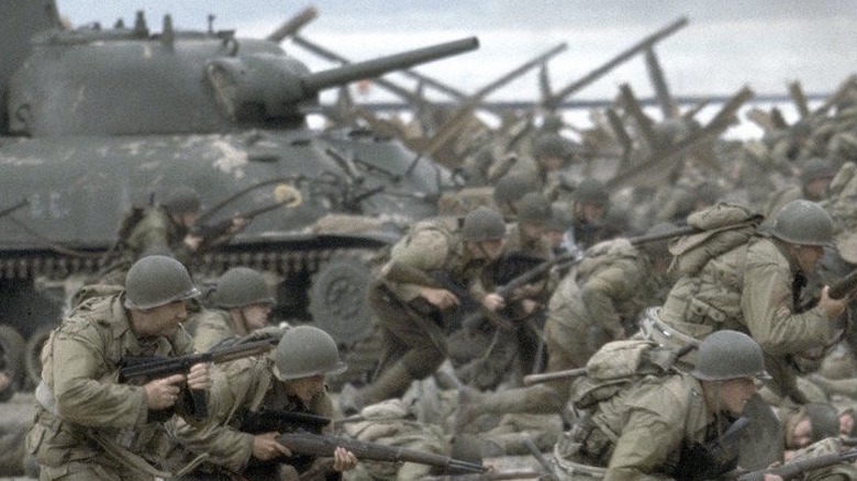 American soldiers storm the beach