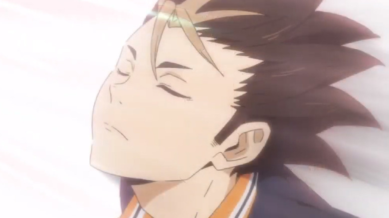 Haikyuu Nishinoya with his eyes closed