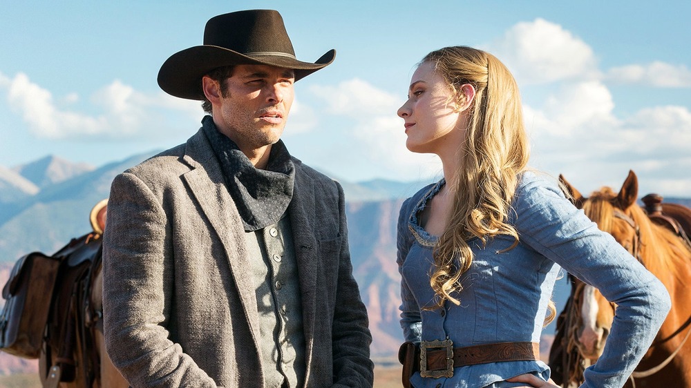 Evan Rachel Wood and James Marsden as Dolores and Teddy on Westworld