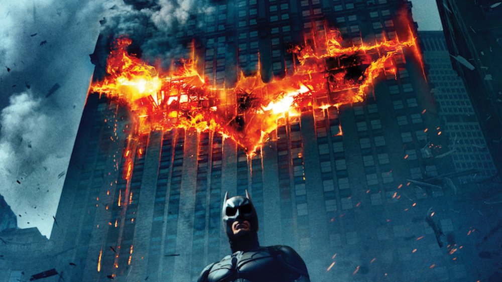 Christian Bale as Batman on movie poster for The Dark Knight