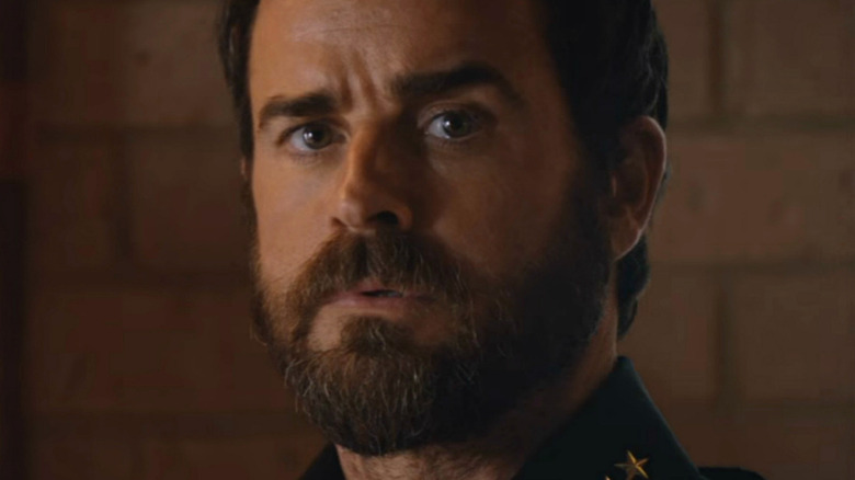 Justin Theroux as Kevin staring thoughtfully